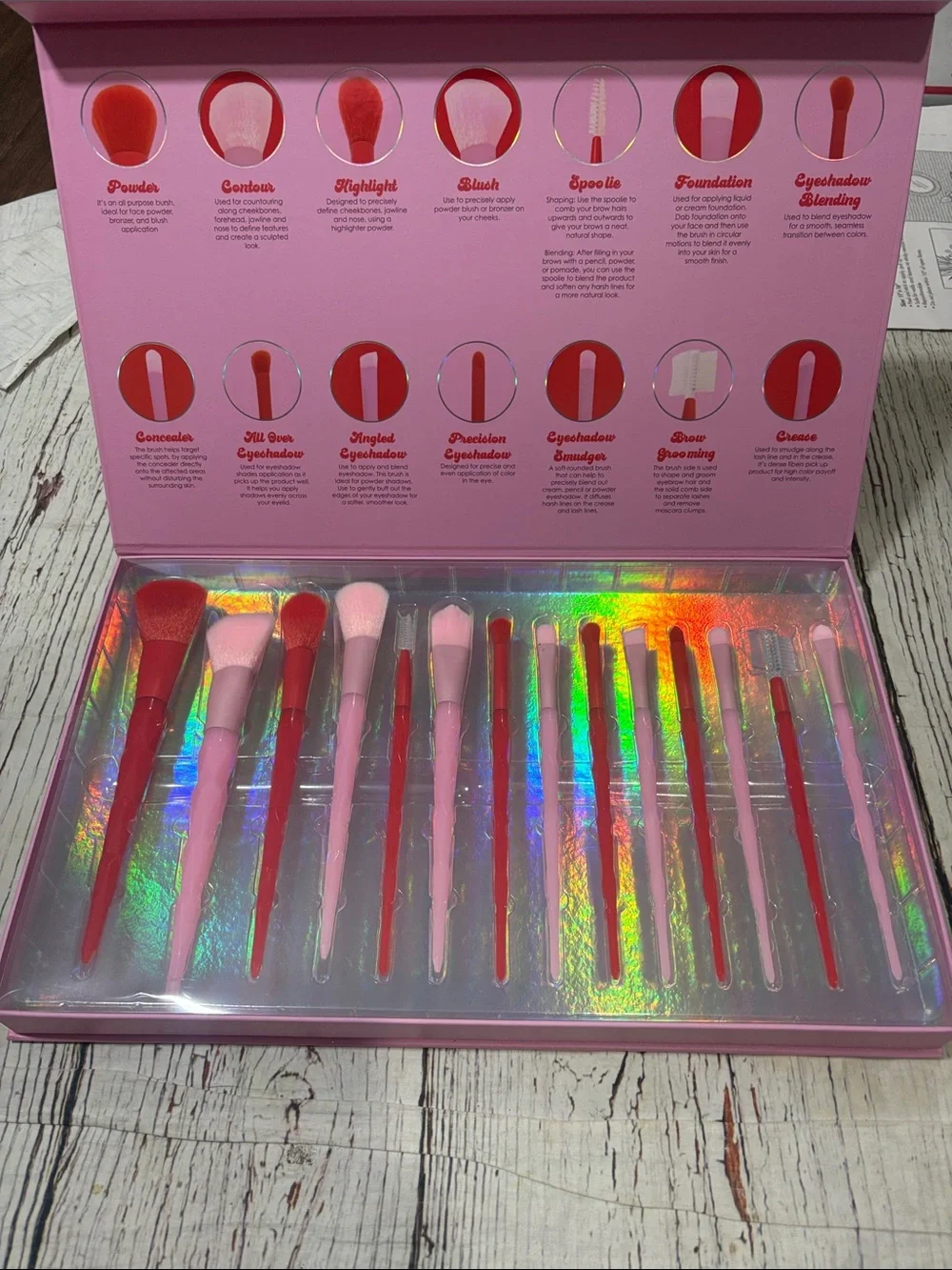Ultimate Brush Collection Pink & Red Makeup Brush Set 14 Pcs NWT
